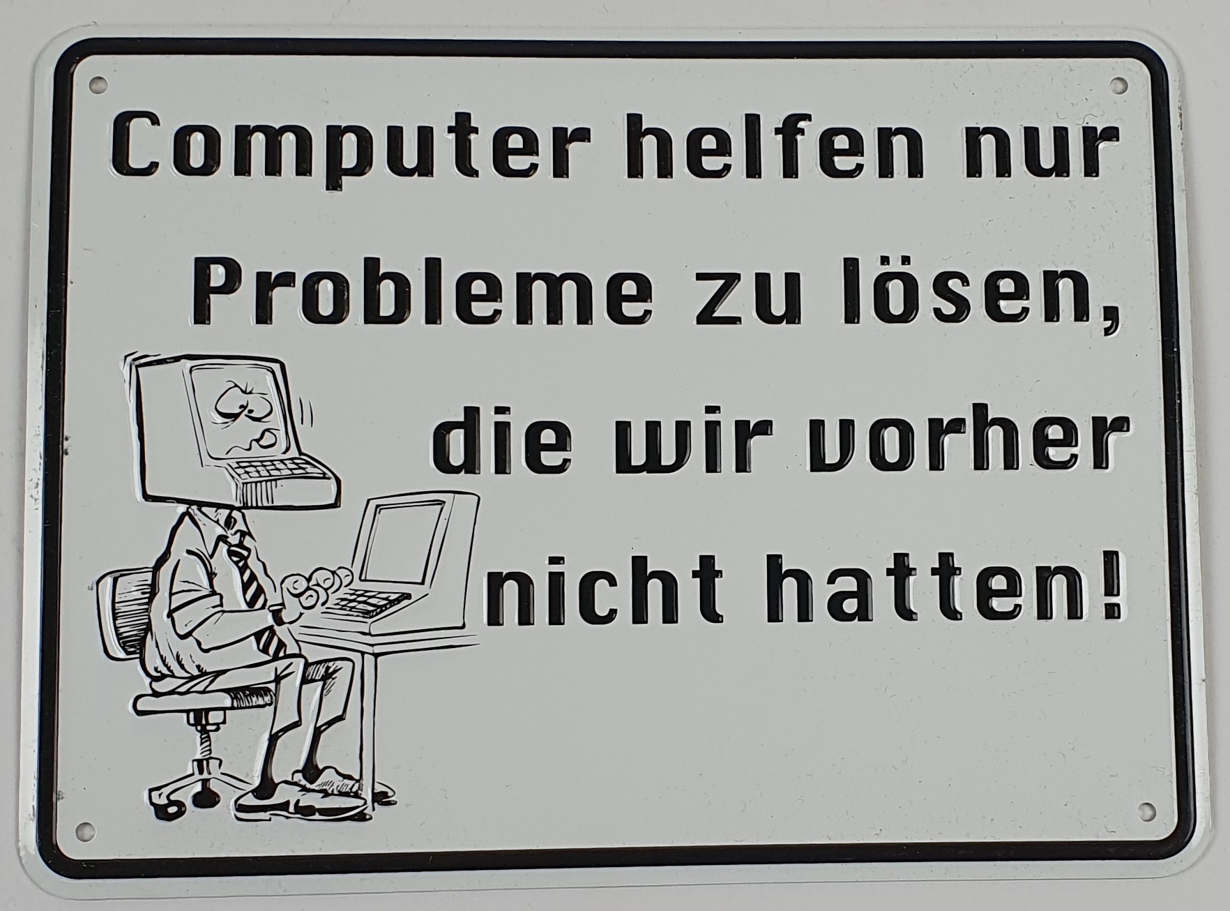 Aluminium Schild Computer helfen Alu Humor Metallschild