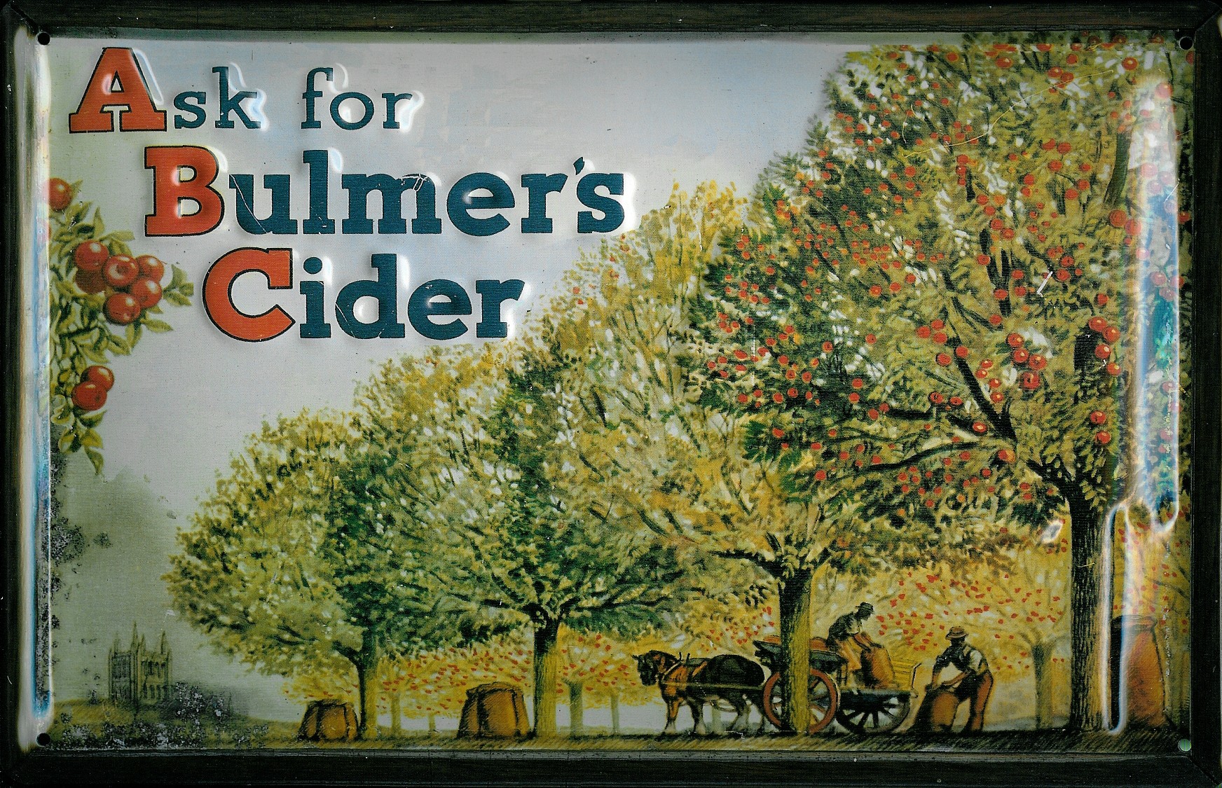 Blechschild Bulmer s Cider Pferdekarre Pferd retro Schild Nostalgieschild