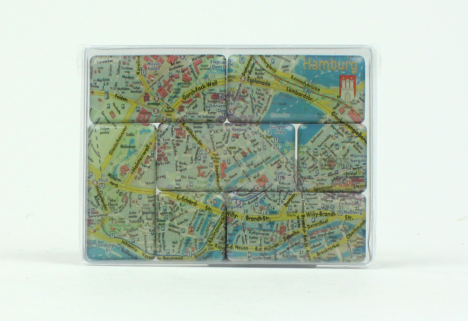 Magnet Set Hamburg Stadtplan 7-teilig Souvenirs Andenken