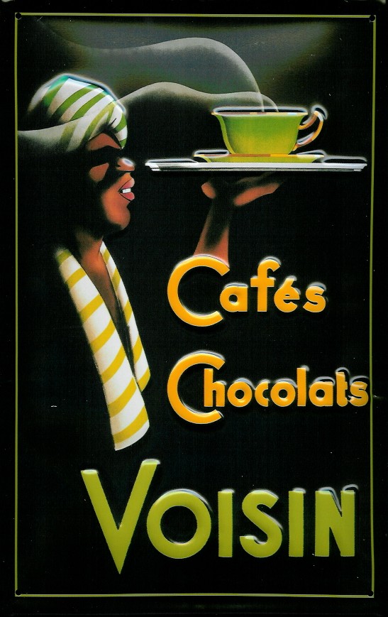 Blechschild Cafés Chocolats Voisin Kaffee Schokolade Schild Nostalgieschild