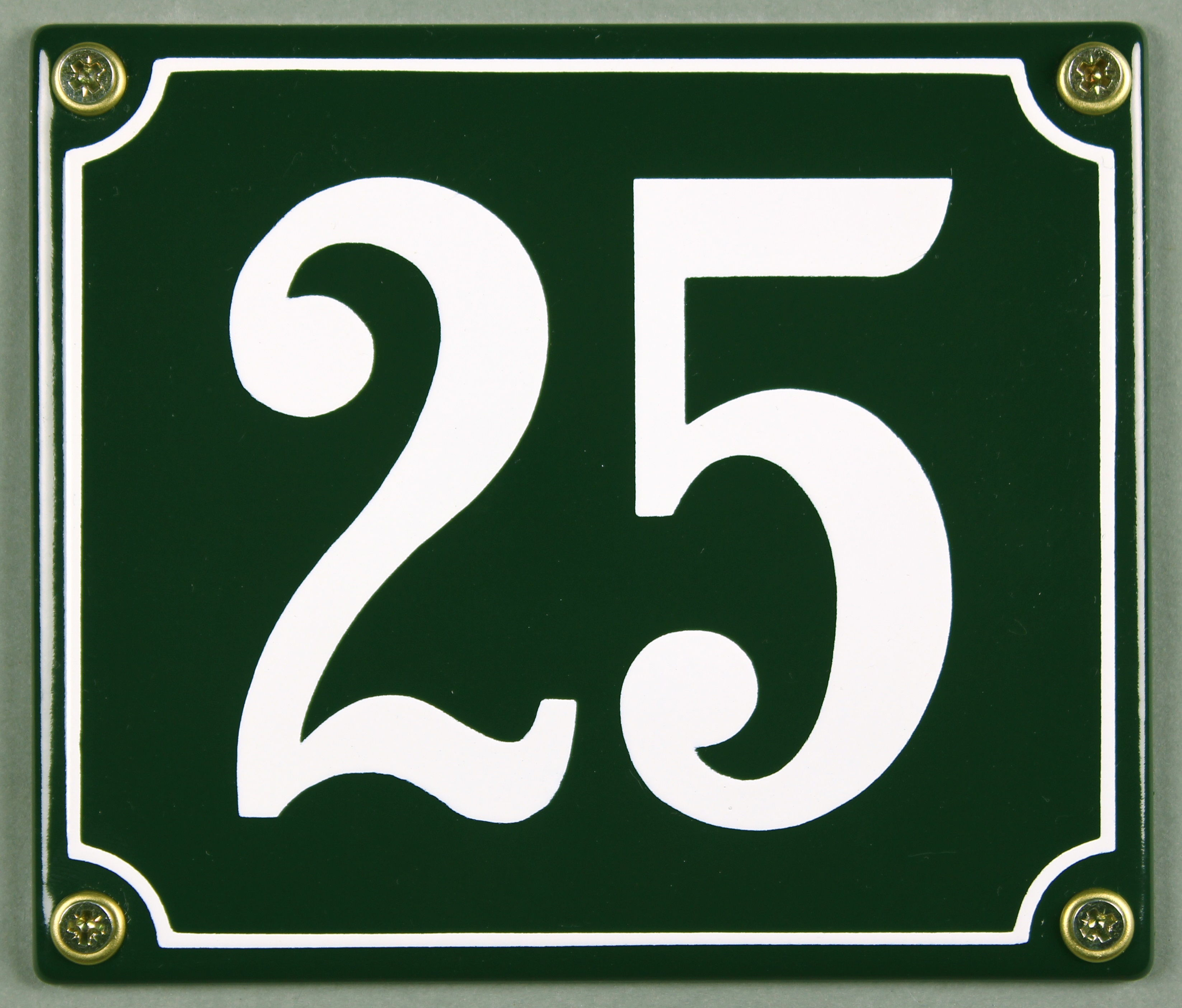 Hausnummernschild 25 grün 12x14 cm sofort lieferbar Schild Emaille Hausnummer Haus Nummer Zahl Ziffe