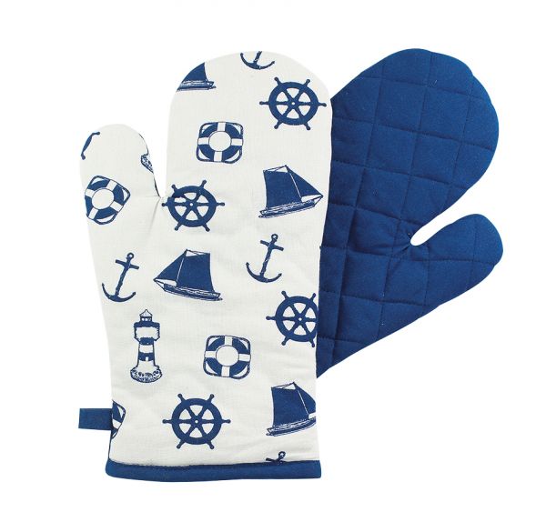 ofenhandschuh-maritim Ofenhandschuh Maritim 1 Stück Anker Steuerrad Rettungsring Leuchtturm Topfhandschuh Topflappen