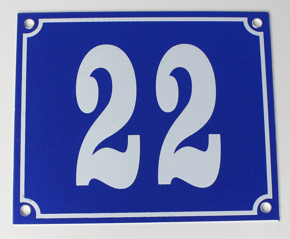 Hausnummernschild Aluminium Aluschild 1 mm Stärke Alu Schild Nr. 22 blau