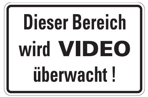 Aluminium Schild Dieser Bereich wird VIDEO überwacht 200x300 mm geprägt