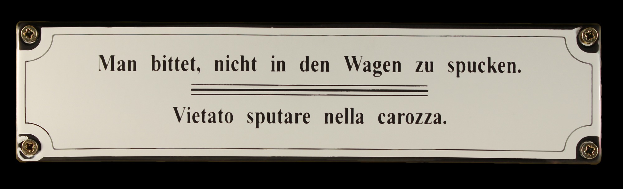 Eisenbahn Schild Man bittet, nicht in den Wagen zu spucken