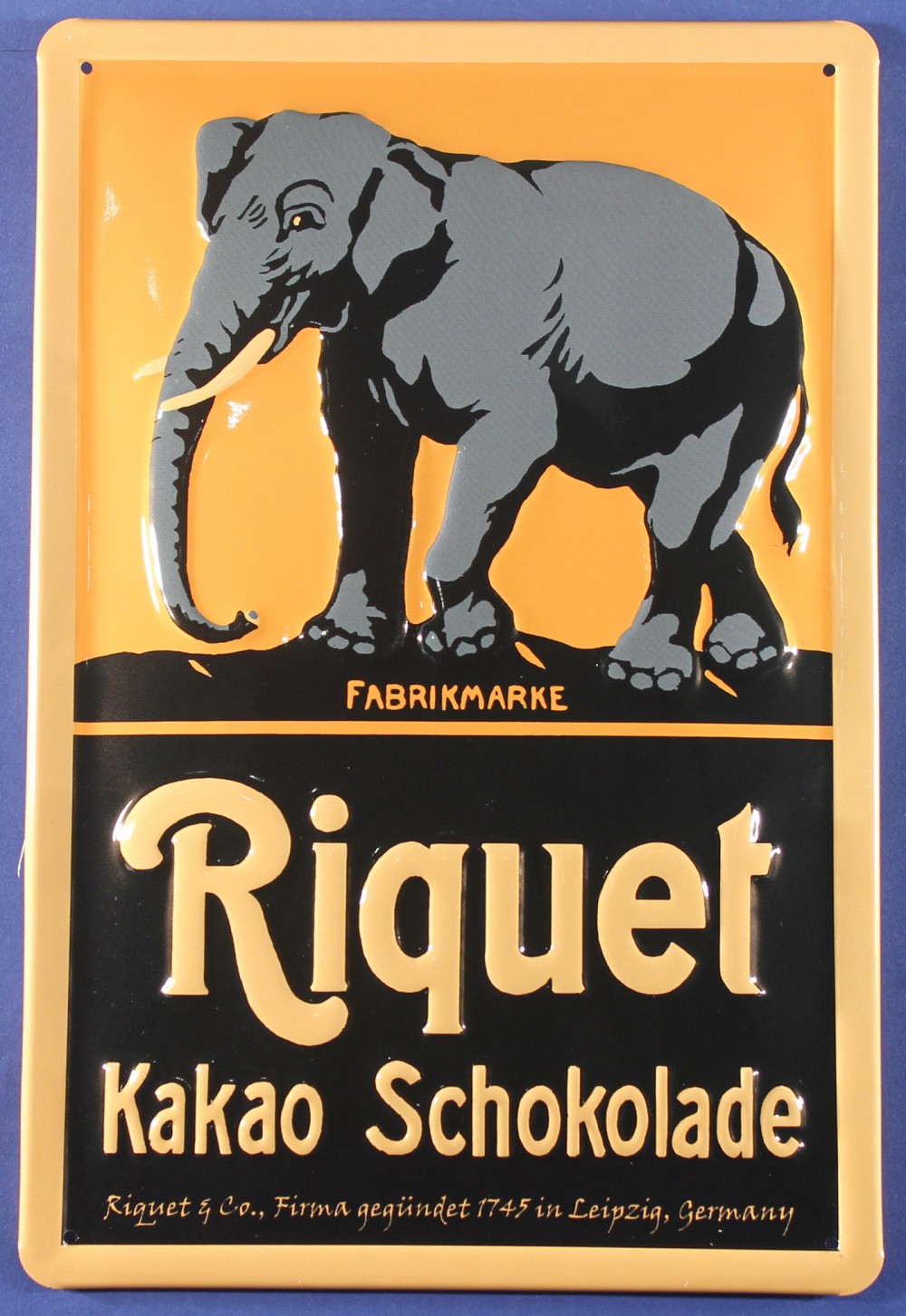 Blechschild Riquet Elefant Leipzig Schokolade Kakao Schild Nostalgieschild