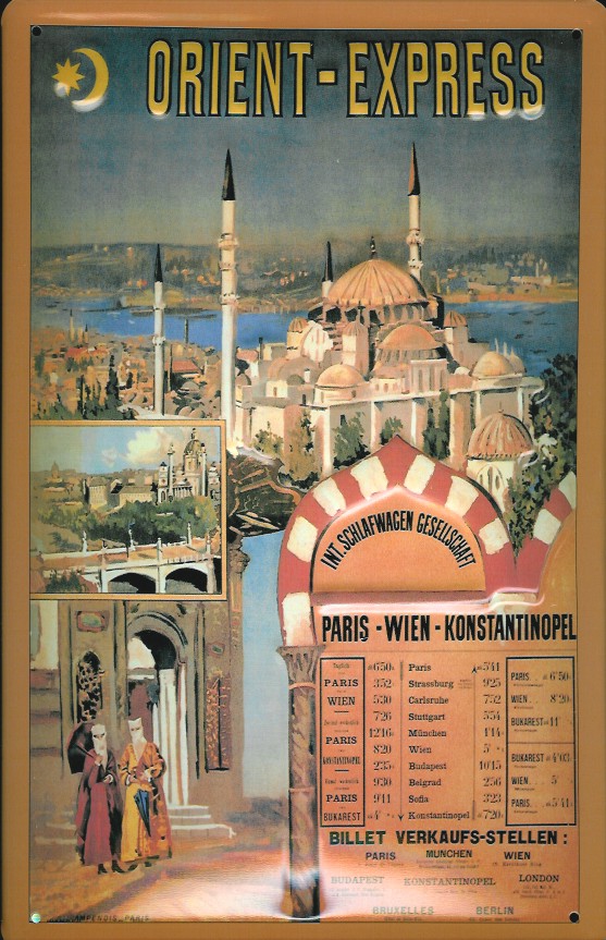 Blechschild Nostalgieschild Orient Express Paris Istanbul Eisenbahn