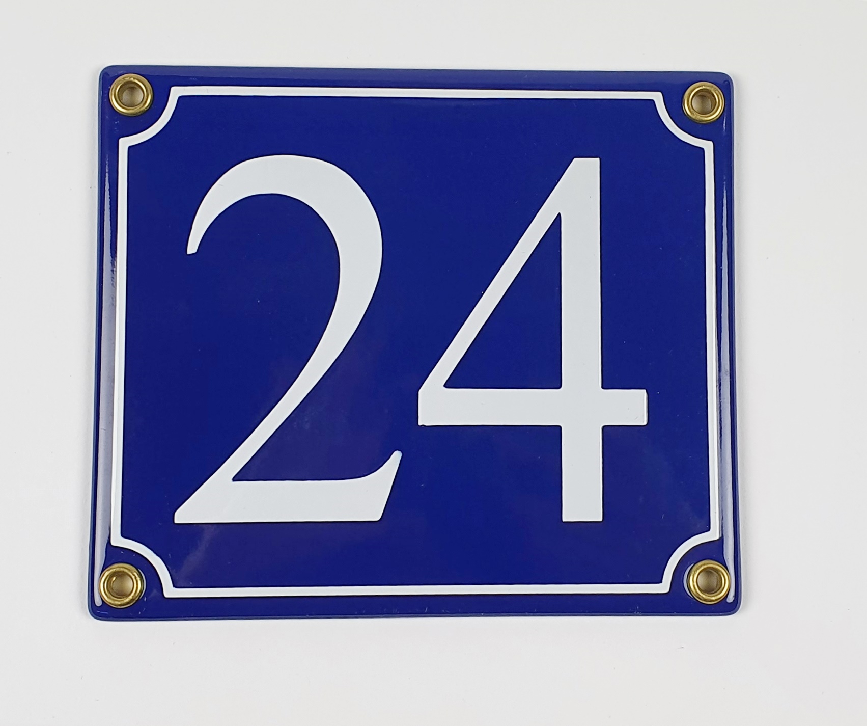 24-serif Hausnummernschild 24 blau Serif 14x12 cm Emailleschild