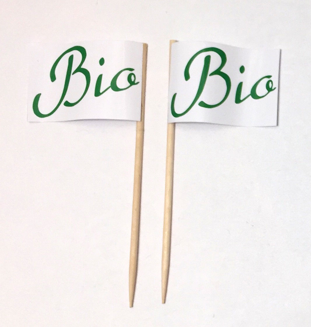 Bio-Gr-n Party-Picker Flagge Bio Grün Papierfähnchen in Spitzenqualität 50 Stück Beutel
