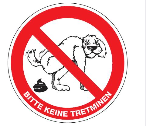 Aluminium Schild Hund Bitte keine Tretminen 200 mm rund geprägt