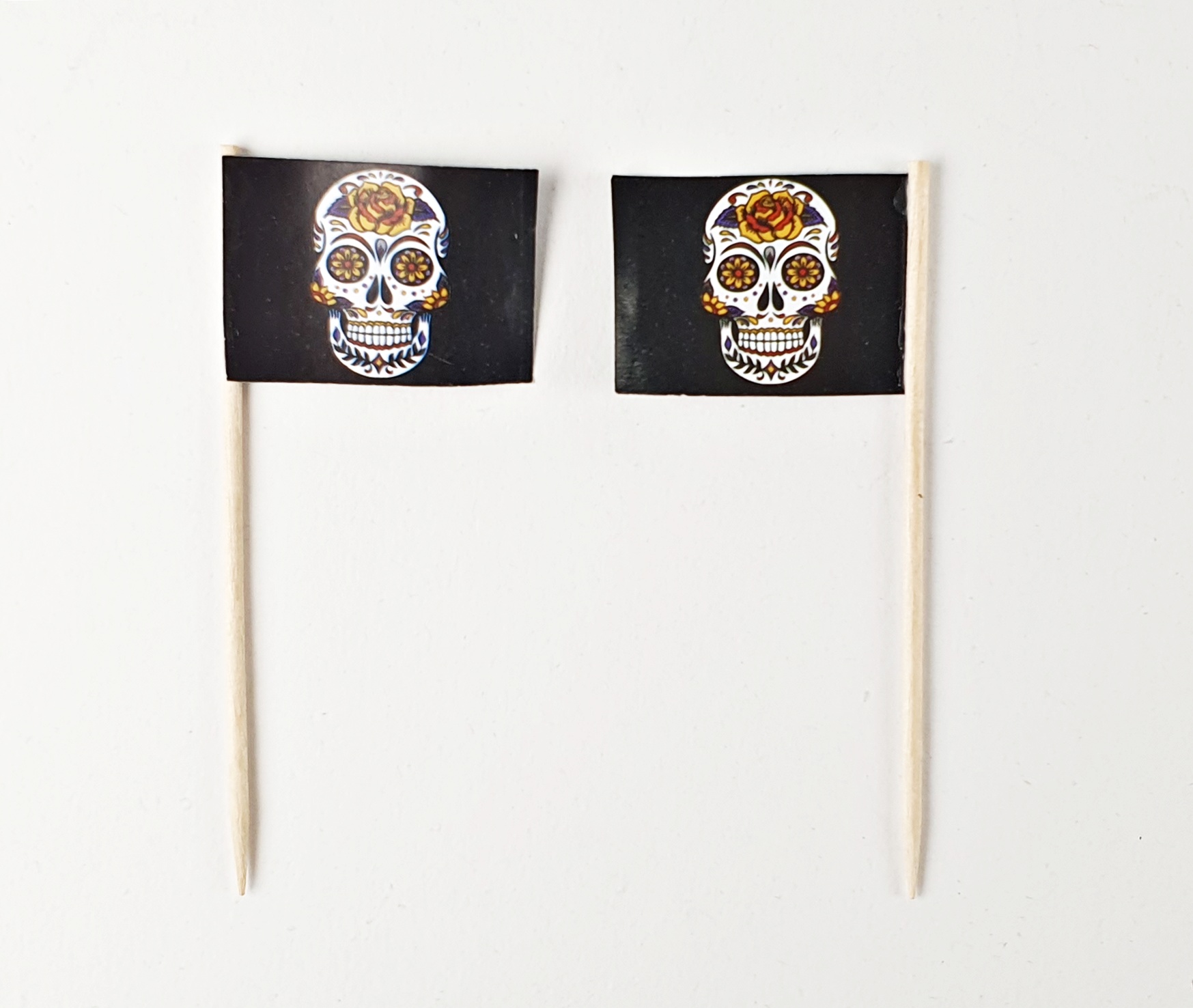 Party-Picker Flagge Totenkopf mexikanisch catrina Papierfähnchen in Spitzenqualität 50 Stück Beutel