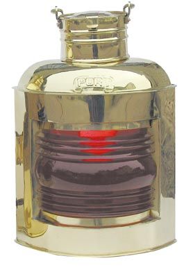 Backbordlampe-30cm-Petroleum Positionslampe Backbordlampe rot Schiffslampe Messing 30cm Petroleumbrenner