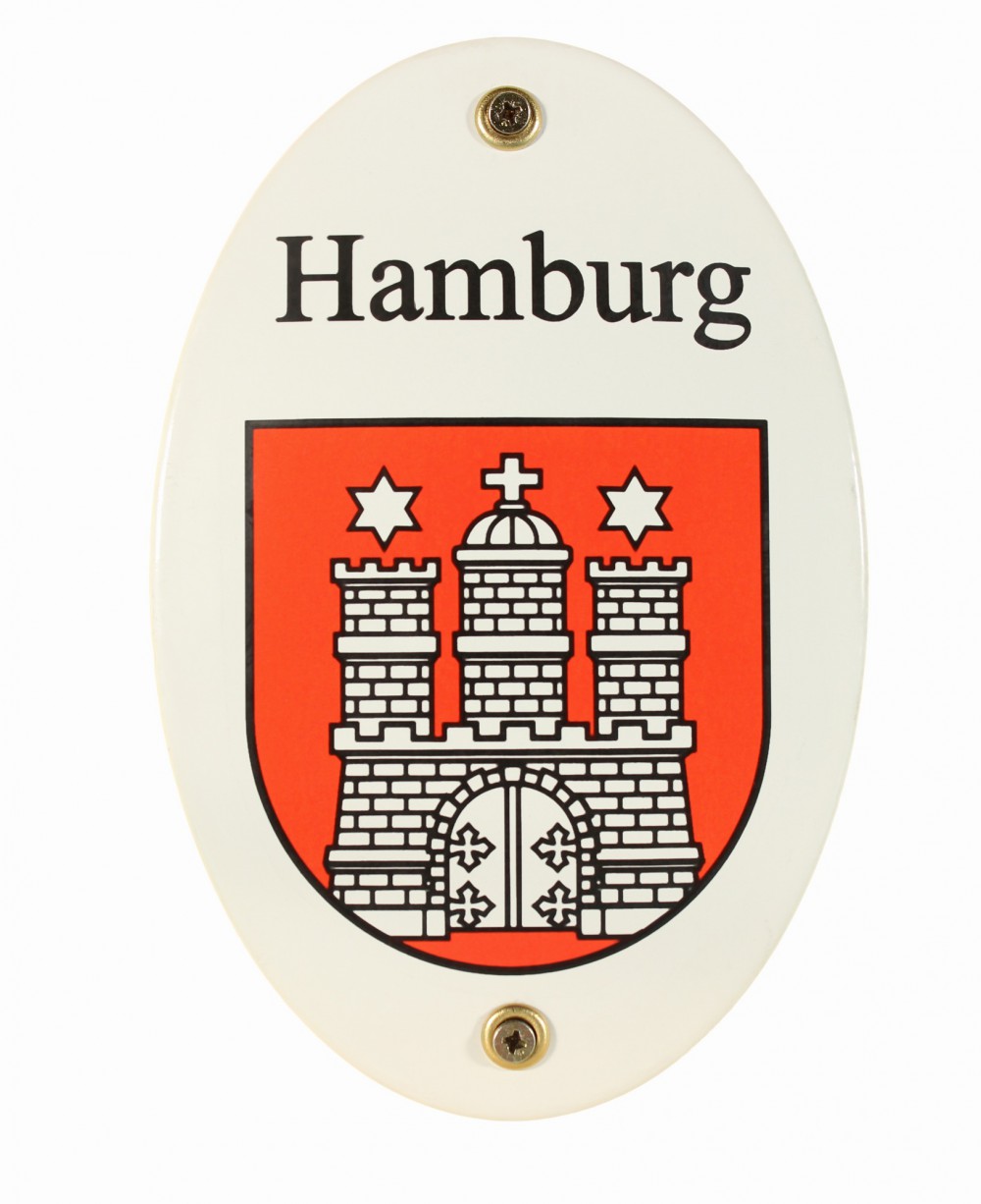 Emaille Wappenschild Hamburg Emailleschild oval